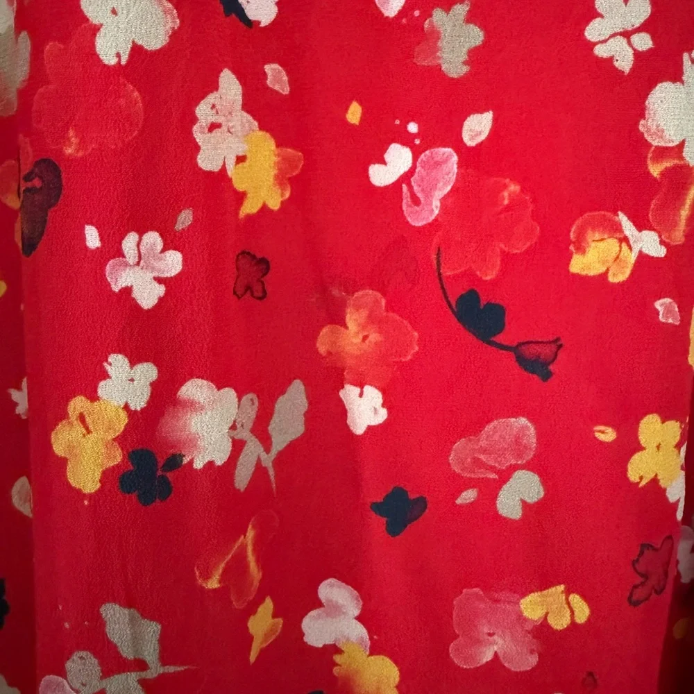 Realisation Juliet Rouge Red Silk Floral Midi Dress Size XS - Picture 10 of 12